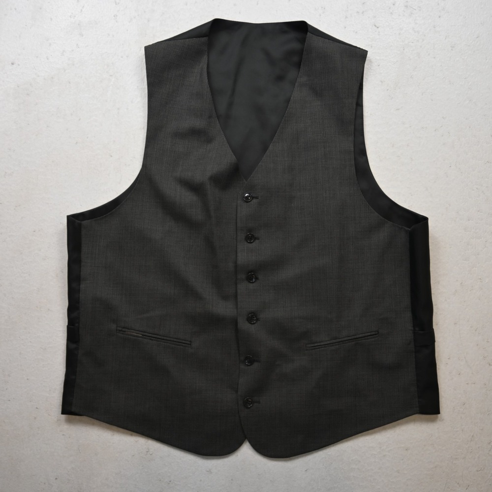 Mens Bespoke 48R XL Green Gray Micro Check Wool Suiting Wedding‎ Vest Waistcoat